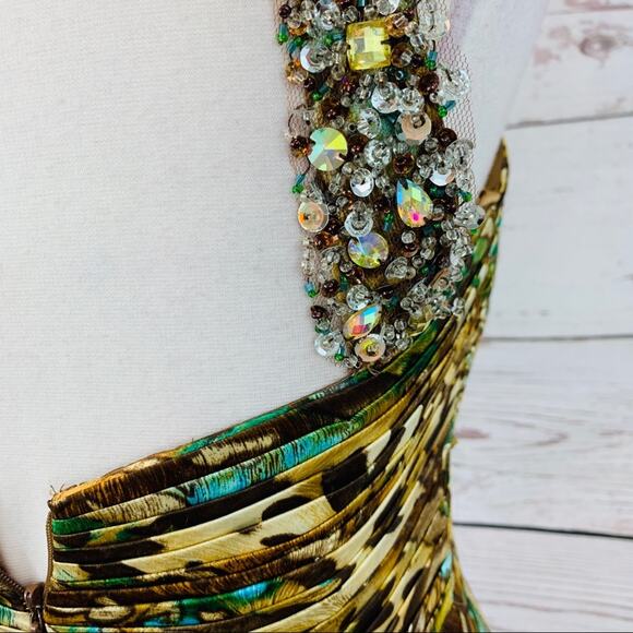 Night Moves by Allure Animal print w/ teal beaded - Picture 7 of 8